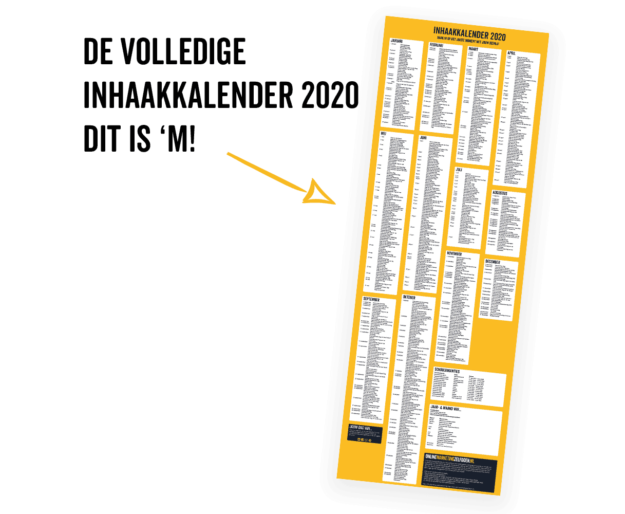 Inhaakkalender 2020 Online Marketing Zelf Doen